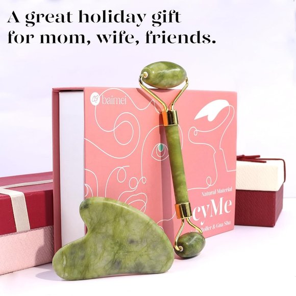 Women Green Face Roller and Gua Sha Set for Skin Care Routine Self Care - Picture 8 of 13